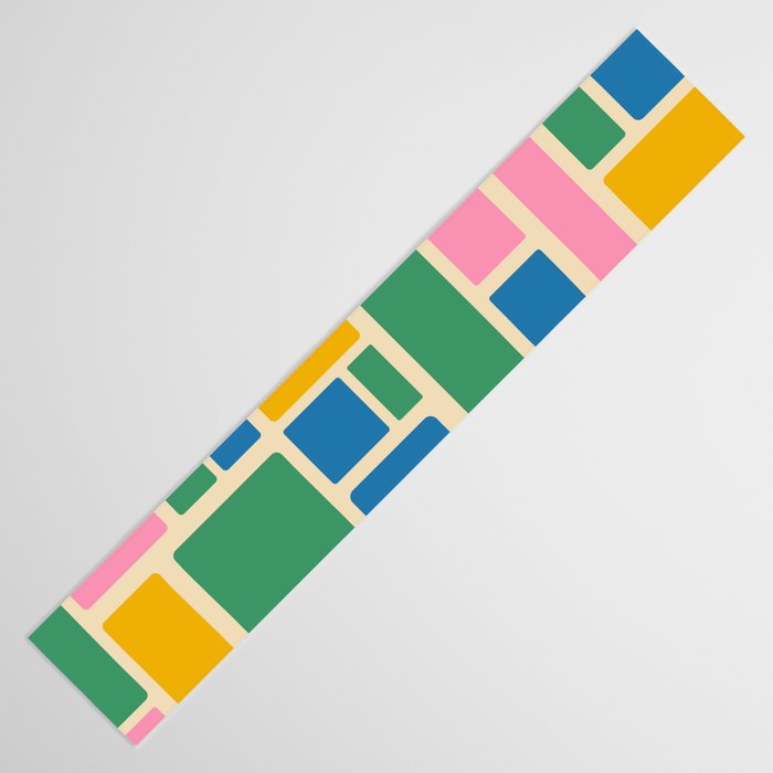 Modulus Colorful Retro Geometric Pattern Green Pink Yellow Blue Table Runner Gallery Image 3