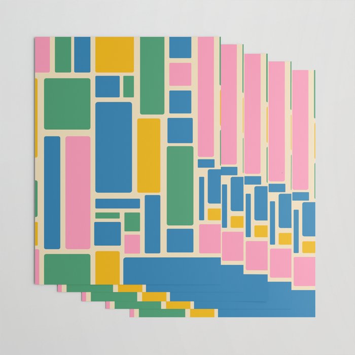 Modulus Colorful Retro Geometric Pattern Green Pink Yellow Blue Wrapping Paper Gallery Image 3