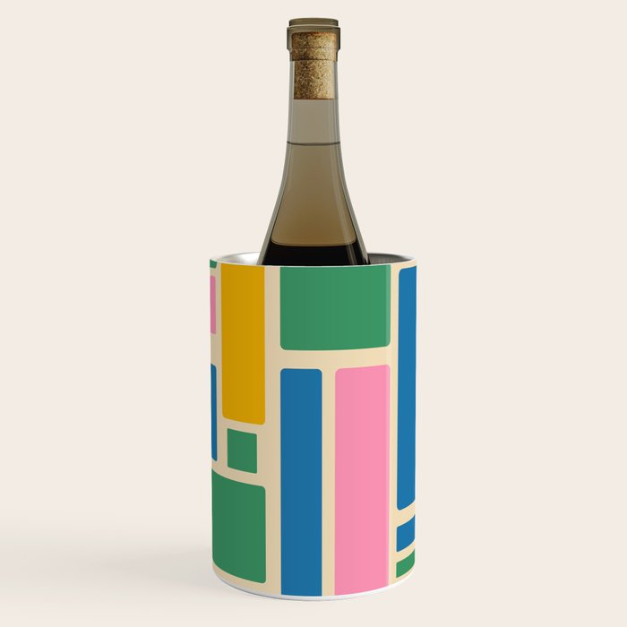 Modulus Colorful Retro Geometric Pattern Green Pink Yellow Blue Wine Chiller Gallery Image 2