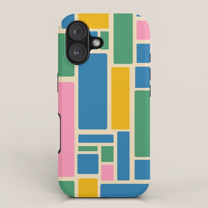 Modulus Colorful Retro Geometric Pattern Green Pink Yellow Blue iPhone Case Gallery Image 1