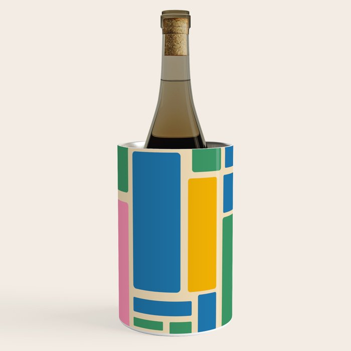 Modulus Colorful Retro Geometric Pattern Green Pink Yellow Blue Wine Chiller Gallery Image 1