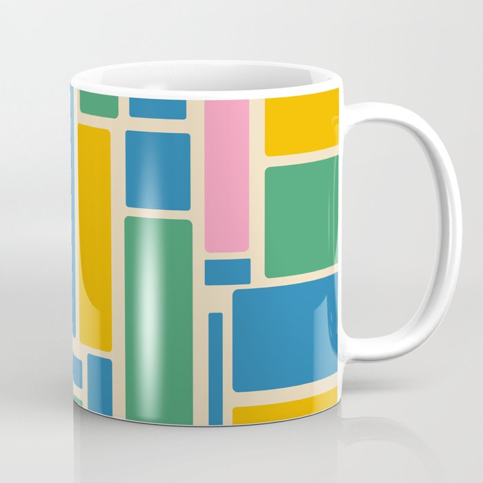 Modulus Colorful Retro Geometric Pattern Green Pink Yellow Blue Coffee Mug Gallery Image 1