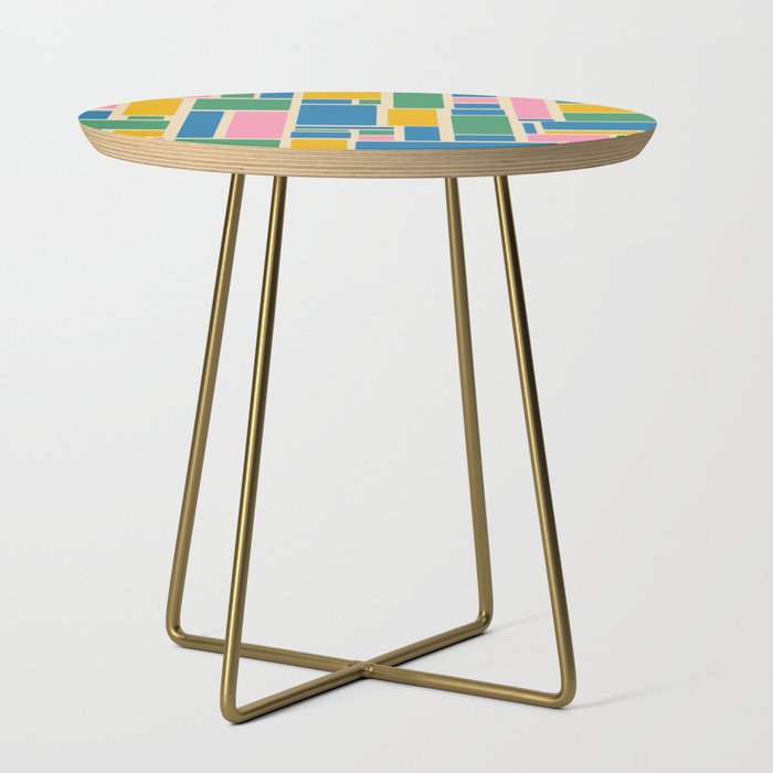Modulus Colorful Retro Geometric Pattern Green Pink Yellow Blue Side Table Gallery Image 1