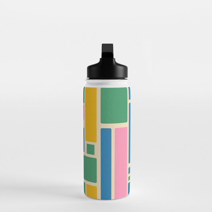 Modulus Colorful Retro Geometric Pattern Green Pink Yellow Blue Water Bottle Gallery Image 3