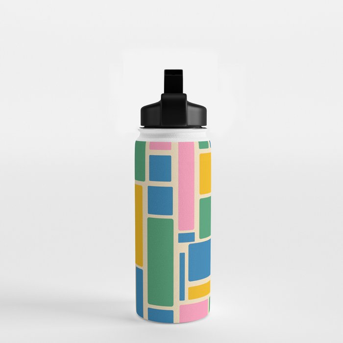 Modulus Colorful Retro Geometric Pattern Green Pink Yellow Blue Water Bottle Gallery Image 2