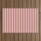 Classic Double Stripes Vertical Stripe Pattern in Mocha Brown and Light Pink Outdoor Rug Gallery Image 1