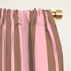 Classic Double Stripes Vertical Stripe Pattern in Mocha Brown and Light Pink Window Curtain Gallery Image 2