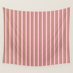 Classic Double Stripes Vertical Stripe Pattern in Mocha Brown and Light Pink Wall Tapestry Gallery Image 4