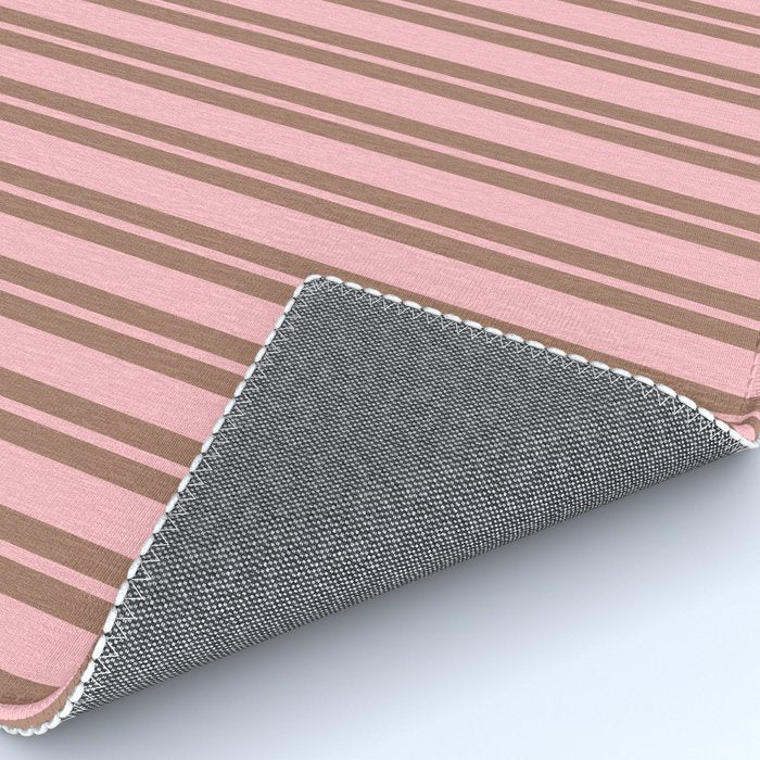 Classic Double Stripes Vertical Stripe Pattern in Mocha Brown and Light Pink Rug Gallery Image 4