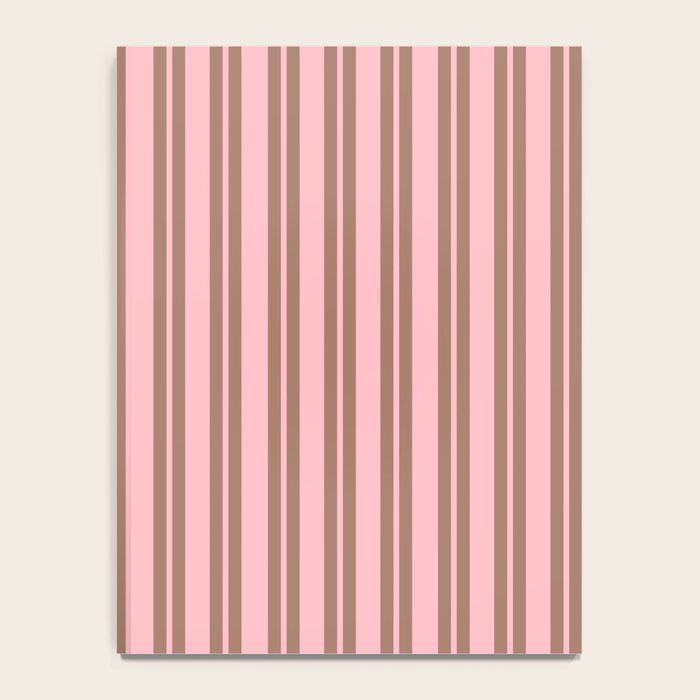 Classic Double Stripes Vertical Stripe Pattern in Mocha Brown and Light Pink Notebook Gallery Image 4