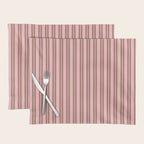 Classic Double Stripes Vertical Stripe Pattern in Mocha Brown and Light Pink Placemat Gallery Image 1