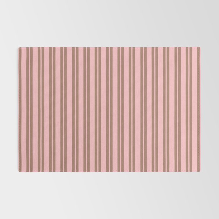 Classic Double Stripes Vertical Stripe Pattern in Mocha Brown and Light Pink Rug Gallery Image 2