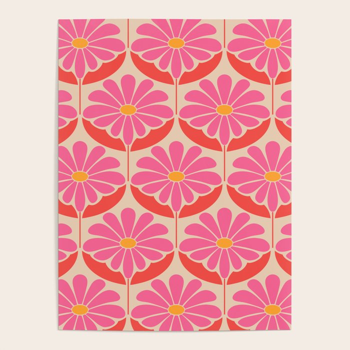 Flower Power - Pink and Red  Poster Gallery Image 4