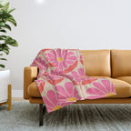 Flower Power - Pink and Red  Throw Blanket Gallery Image 1