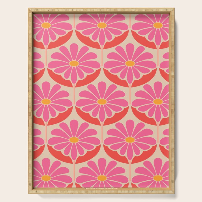Flower Power - Pink and Red  Serving Tray Gallery Image 1