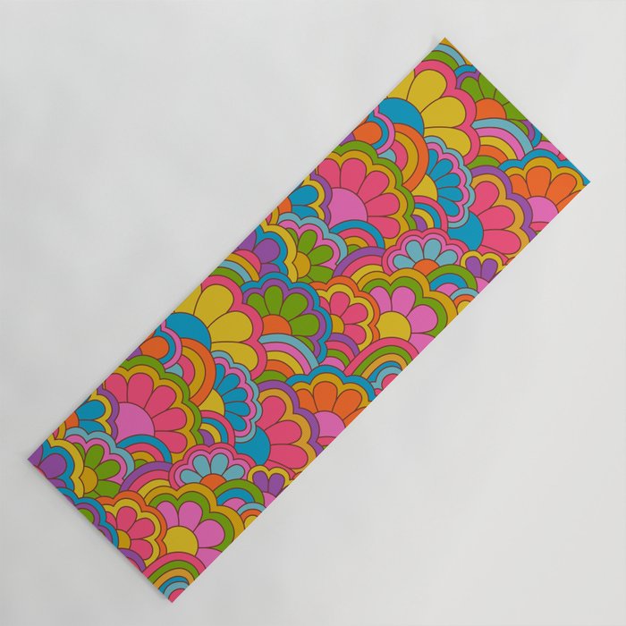 Retro Rainbow Flower Pattern Yoga Mat Gallery Image 1
