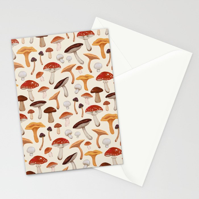 Mushroom Medley Pattern - Neutral Stationery Card Gallery Image 2