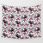 Crows, Bleeding Hearts & Roses Floral/Botanical Pattern Wall Tapestry Gallery Image 4