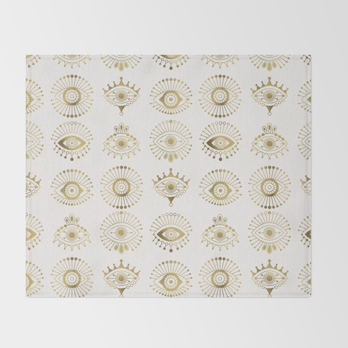 Evil Eyes - Gold Palette Throw Blanket Gallery Image 2