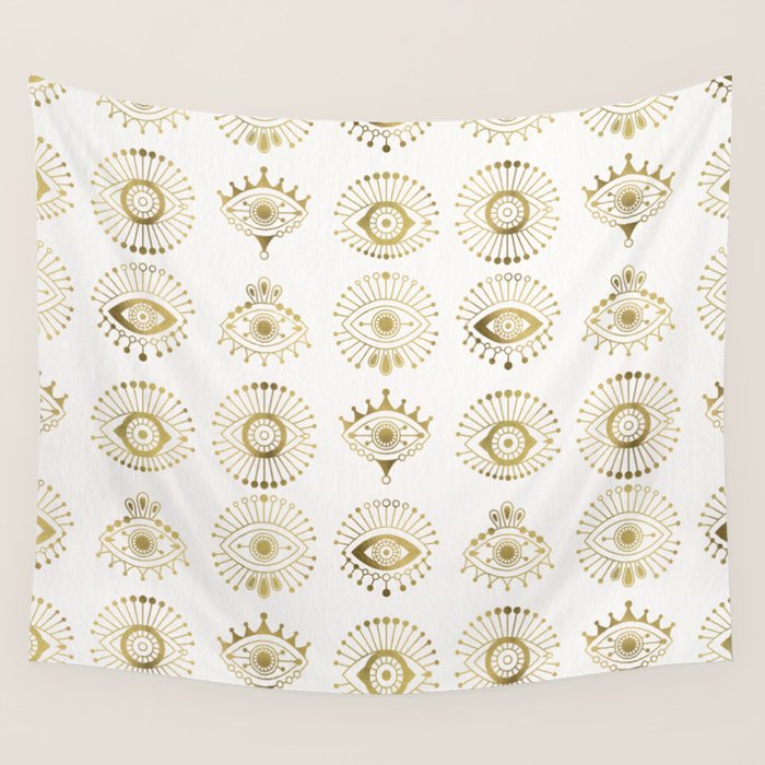 Evil Eyes - Gold Palette Wall Tapestry Gallery Image 4