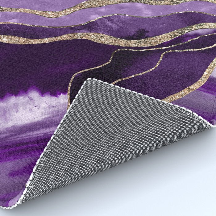 Purple Marble Agate Gold Glitter Glam #1 (Faux Glitter) #decor #art #society6 Rug Gallery Image 4