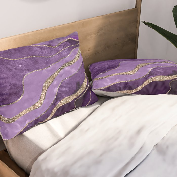 Purple Marble Agate Gold Glitter Glam #1 (Faux Glitter) #decor #art #society6 Pillow Sham Gallery Image 2