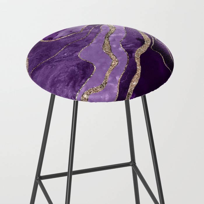Purple Marble Agate Gold Glitter Glam #1 (Faux Glitter) #decor #art #society6 Stool Gallery Image 2