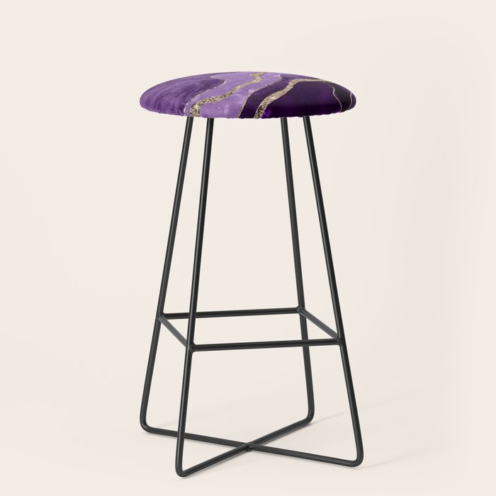 Purple Marble Agate Gold Glitter Glam #1 (Faux Glitter) #decor #art #society6 Stool Gallery Image 1