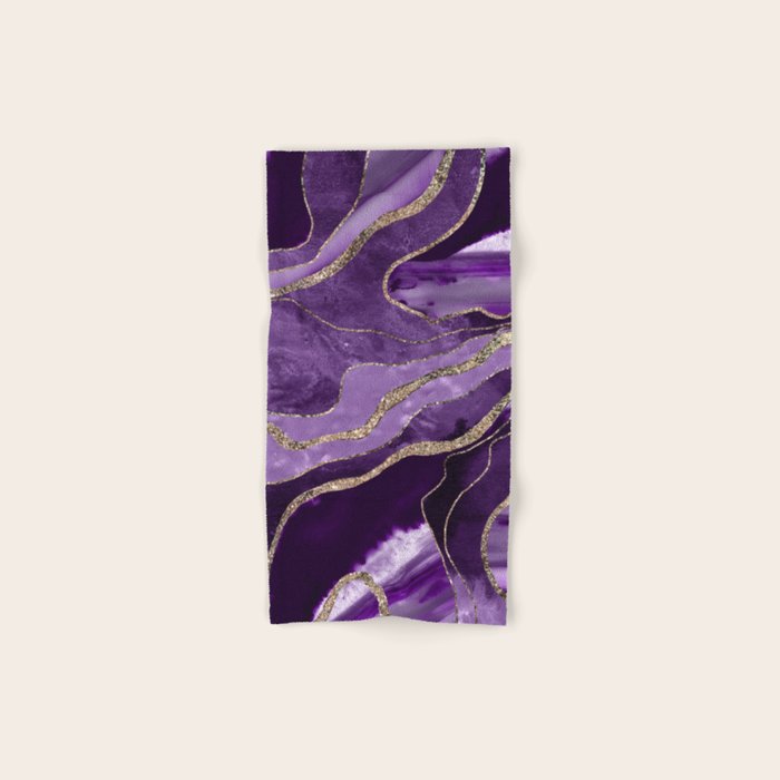 Purple Marble Agate Gold Glitter Glam #1 (Faux Glitter) #decor #art #society6 Bath Towel Gallery Image 1
