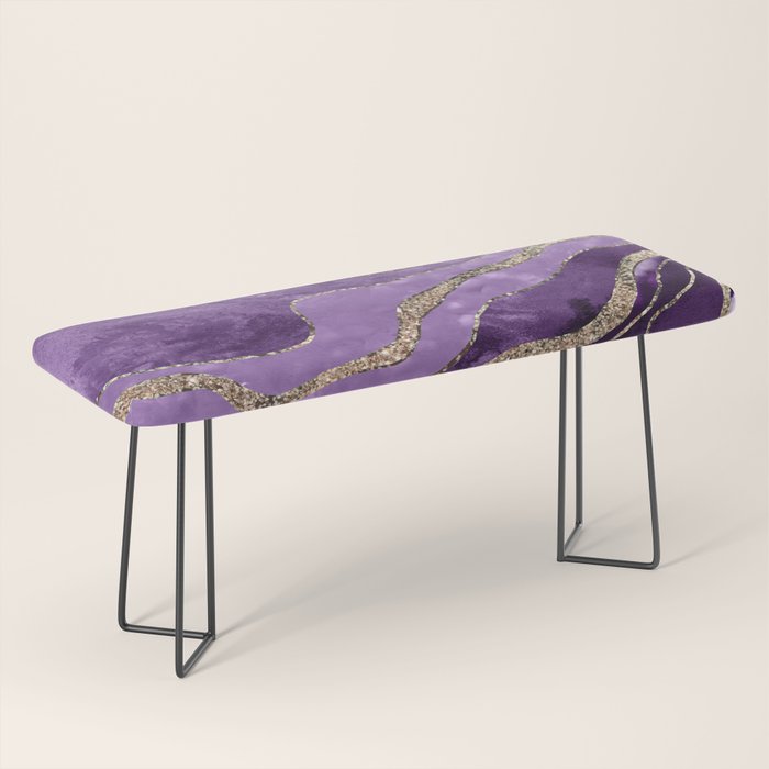 Purple Marble Agate Gold Glitter Glam #1 (Faux Glitter) #decor #art #society6 Bench Gallery Image 1