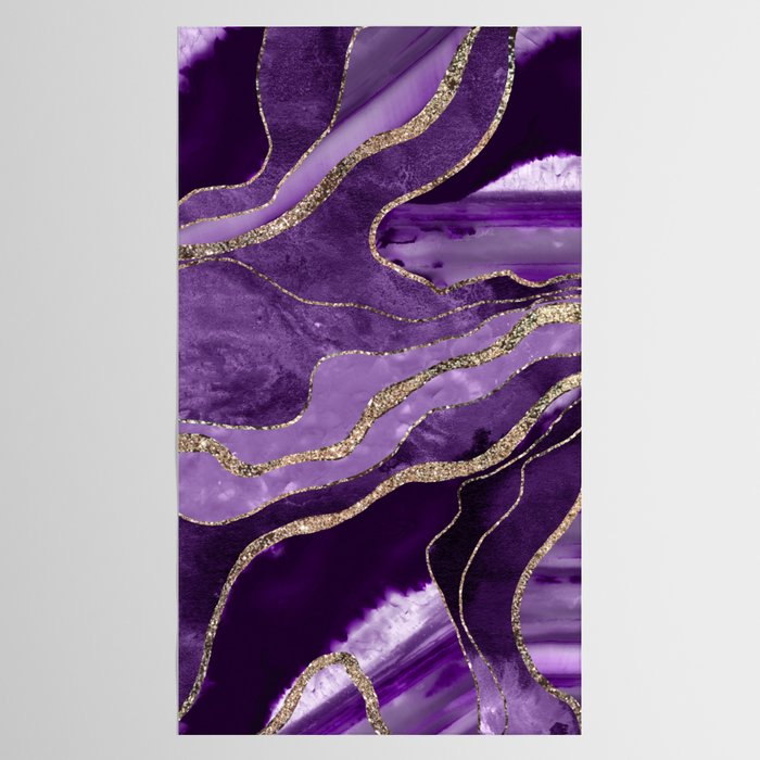 Purple Marble Agate Gold Glitter Glam #1 (Faux Glitter) #decor #art #society6 Tablecloth Gallery Image 2