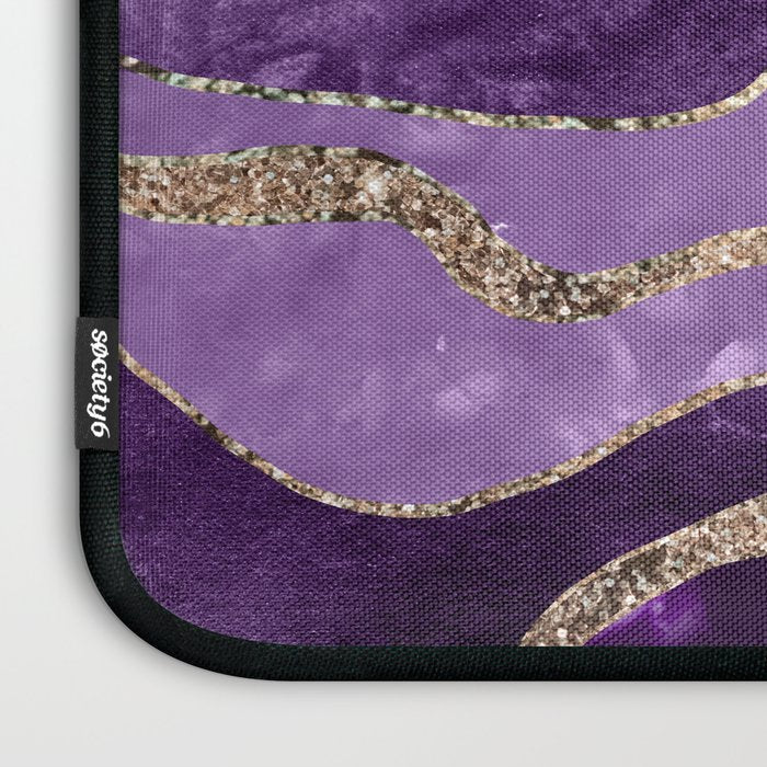 Purple Marble Agate Gold Glitter Glam #1 (Faux Glitter) #decor #art #society6 Laptop Sleeve Gallery Image 3