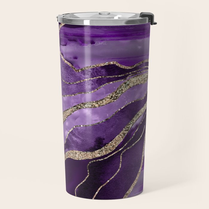 Purple Marble Agate Gold Glitter Glam #1 (Faux Glitter) #decor #art #society6 Travel Mug Gallery Image 2