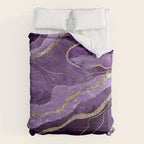 Purple Marble Agate Gold Glitter Glam #1 (Faux Glitter) #decor #art #society6 Comforter Gallery Image 6