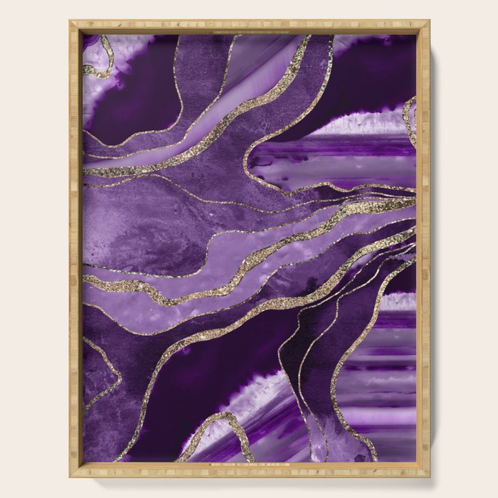 Purple Marble Agate Gold Glitter Glam #1 (Faux Glitter) #decor #art #society6 Serving Tray Gallery Image 1