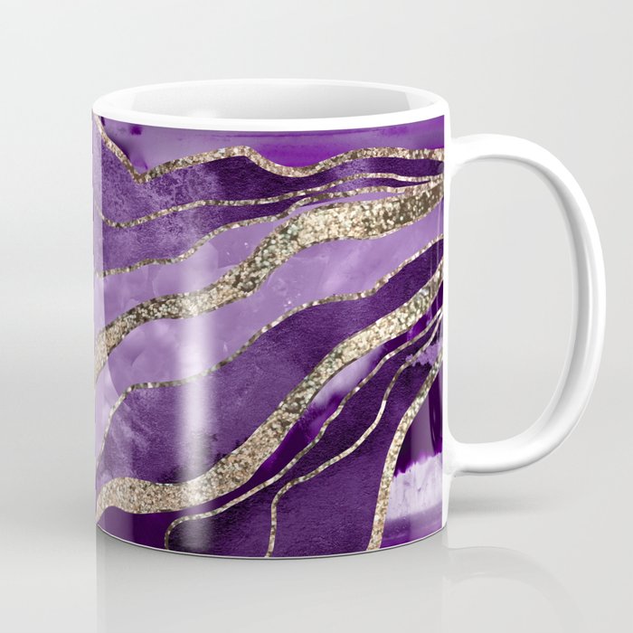 Purple Marble Agate Gold Glitter Glam #1 (Faux Glitter) #decor #art #society6 Coffee Mug Gallery Image 1