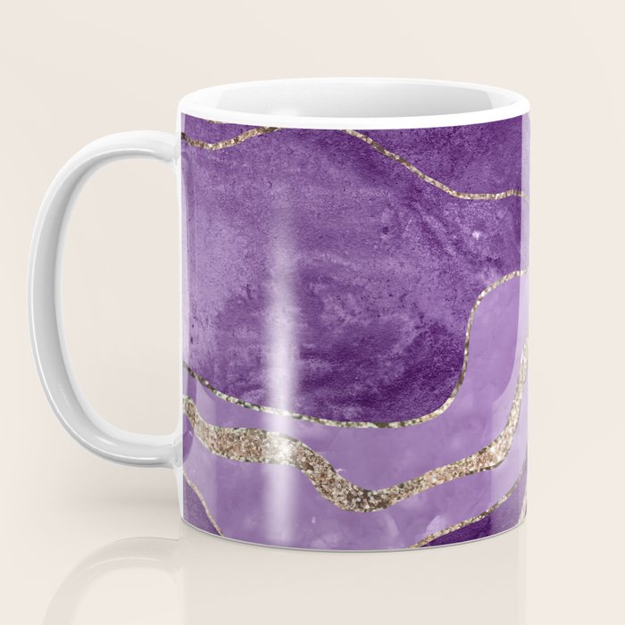 Purple Marble Agate Gold Glitter Glam #1 (Faux Glitter) #decor #art #society6 Coffee Mug Gallery Image 3