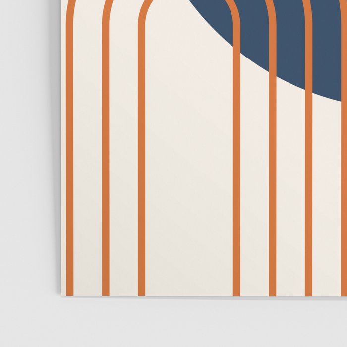 Mid Century Modern Geometric 162 Sun Rainbow abstract in Navy Blue Orange Poster Gallery Image 3