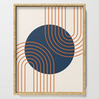 Mid Century Modern Geometric 162 Sun Rainbow abstract in Navy Blue Orange Serving Tray Gallery Image 1