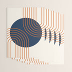 Mid Century Modern Geometric 162 Sun Rainbow abstract in Navy Blue Orange Wrapping Paper Gallery Image 3