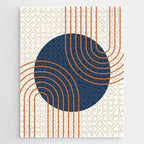 Mid Century Modern Geometric 162 Sun Rainbow abstract in Navy Blue Orange Jigsaw Puzzle Gallery Image 1