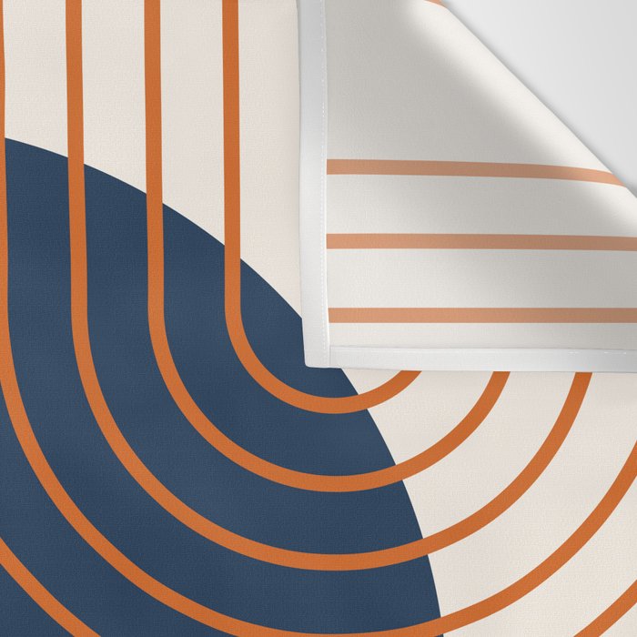 Mid Century Modern Geometric 162 Sun Rainbow abstract in Navy Blue Orange Wall Tapestry Gallery Image 3