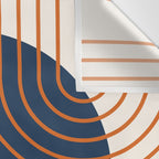 Mid Century Modern Geometric 162 Sun Rainbow abstract in Navy Blue Orange Wall Tapestry Gallery Image 3