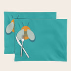 Lucky Bee - Cute Retro Minimalism in Orange and Turquoise Placemat Gallery Image 1