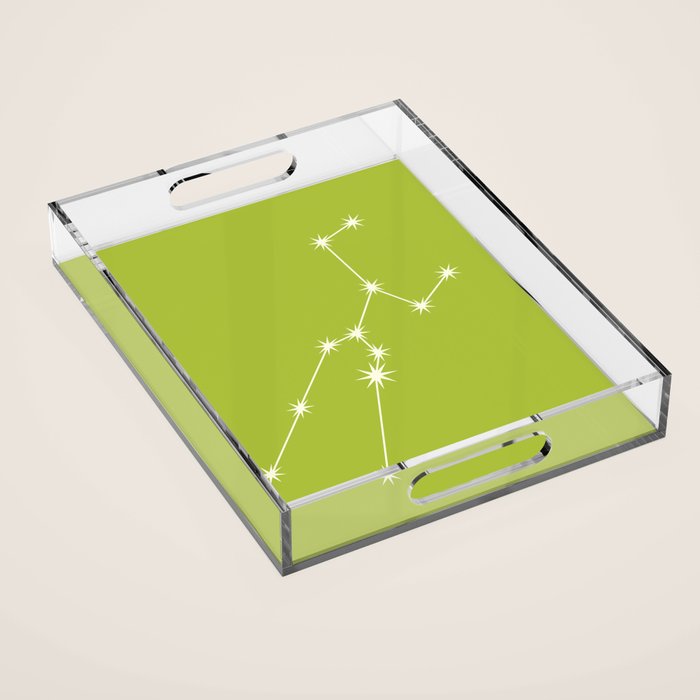 Taurus Zodiac Star Constellation Line Art Chartreuse Green Acrylic Tray Gallery Image 1