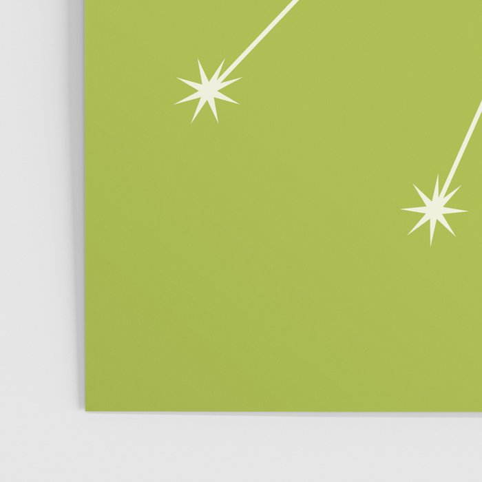 Taurus Zodiac Star Constellation Line Art Chartreuse Green Poster Gallery Image 3