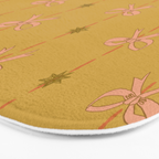 Cute Hair Bows & Stars in Yellow Ochre & Peach Bath Mat Gallery Image 3