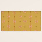 Cute Hair Bows & Stars in Yellow Ochre & Peach Desk Mat Gallery Image 3