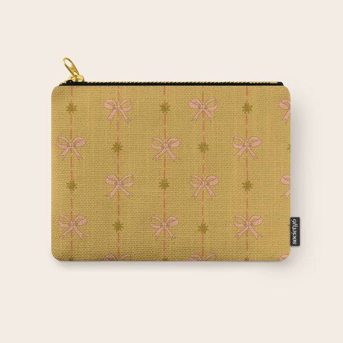 Cute Hair Bows & Stars in Yellow Ochre & Peach Carry All Pouch Gallery Image 1
