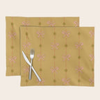 Cute Hair Bows & Stars in Yellow Ochre & Peach Placemat Gallery Image 1